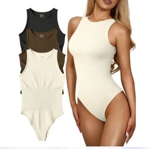 Shapewear Bodysuit Bundle - Black, Brown, Cream